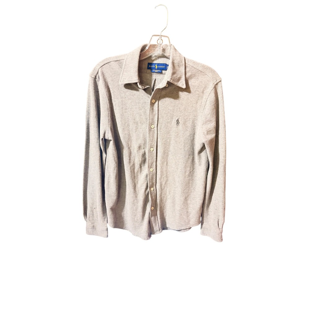 Ralph Lauren Featherweight Mesh Button Down Mens Small Gray